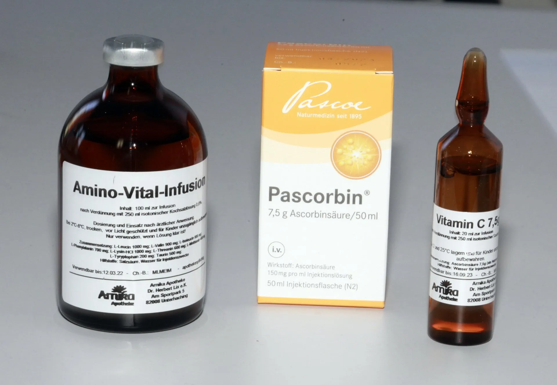 Infusionspräparate der Praxis: Amino-Vital, Pascorbin und Vitamin C
